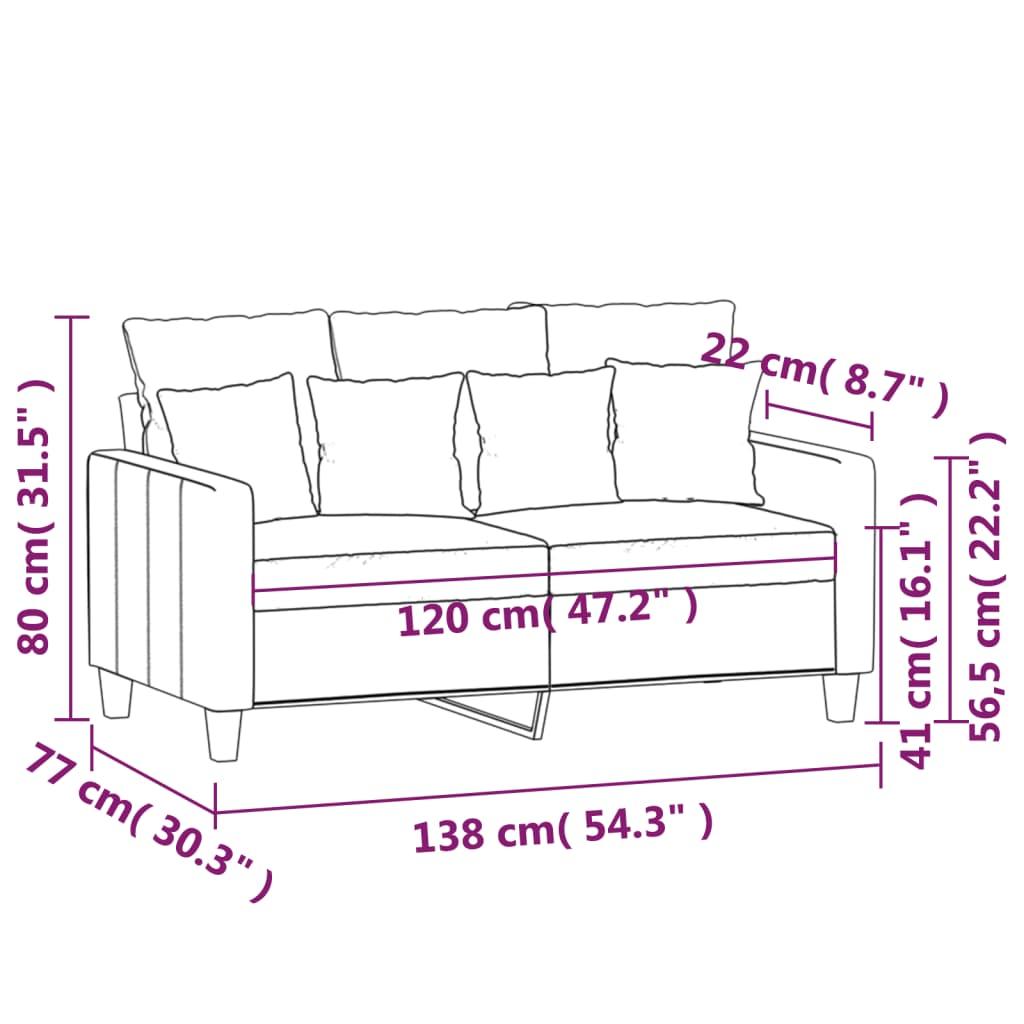 2-Seater Sofa Dark Grey 120 cm Fabric