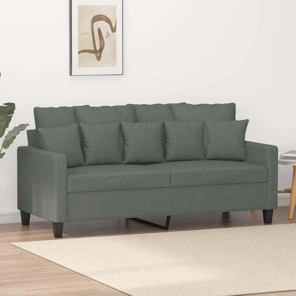2-Seater Sofa Dark Grey 140 cm Fabric