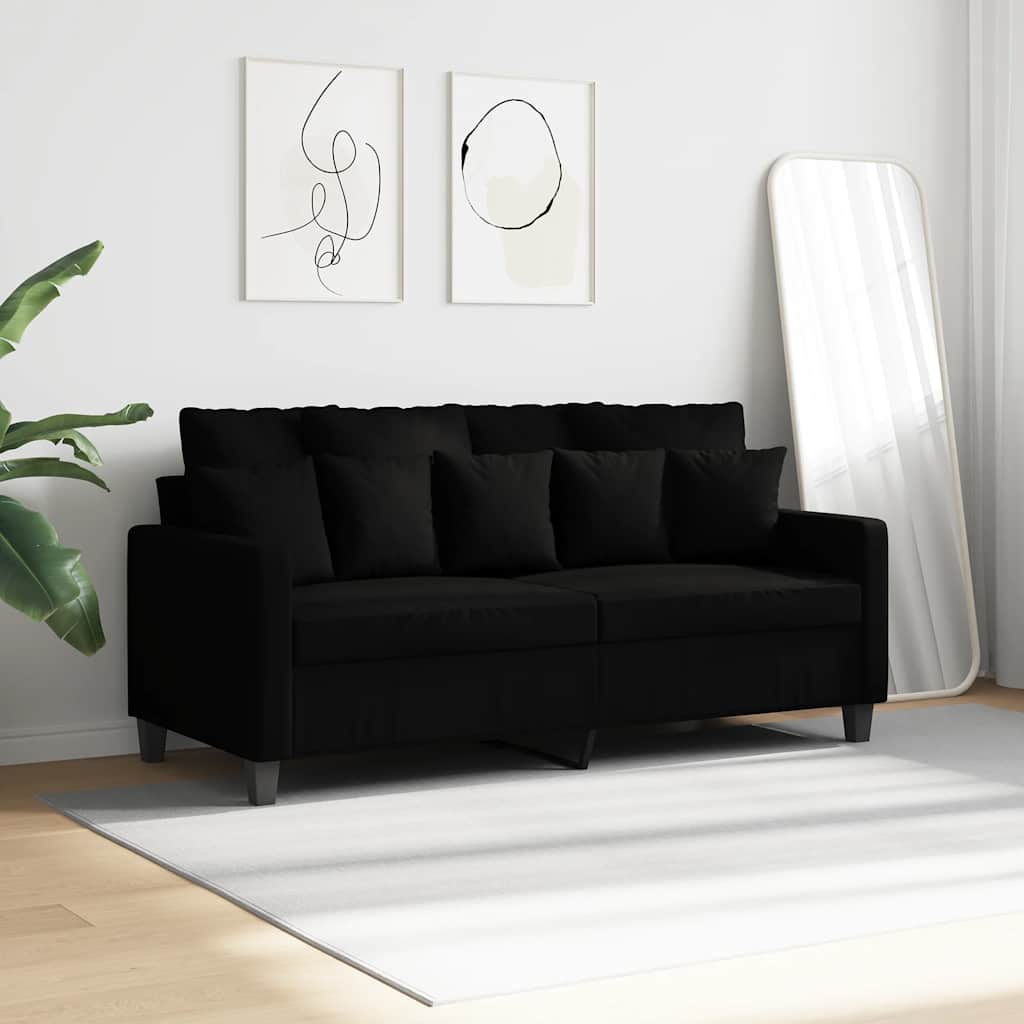 2-Seater Sofa Black 140 cm Fabric