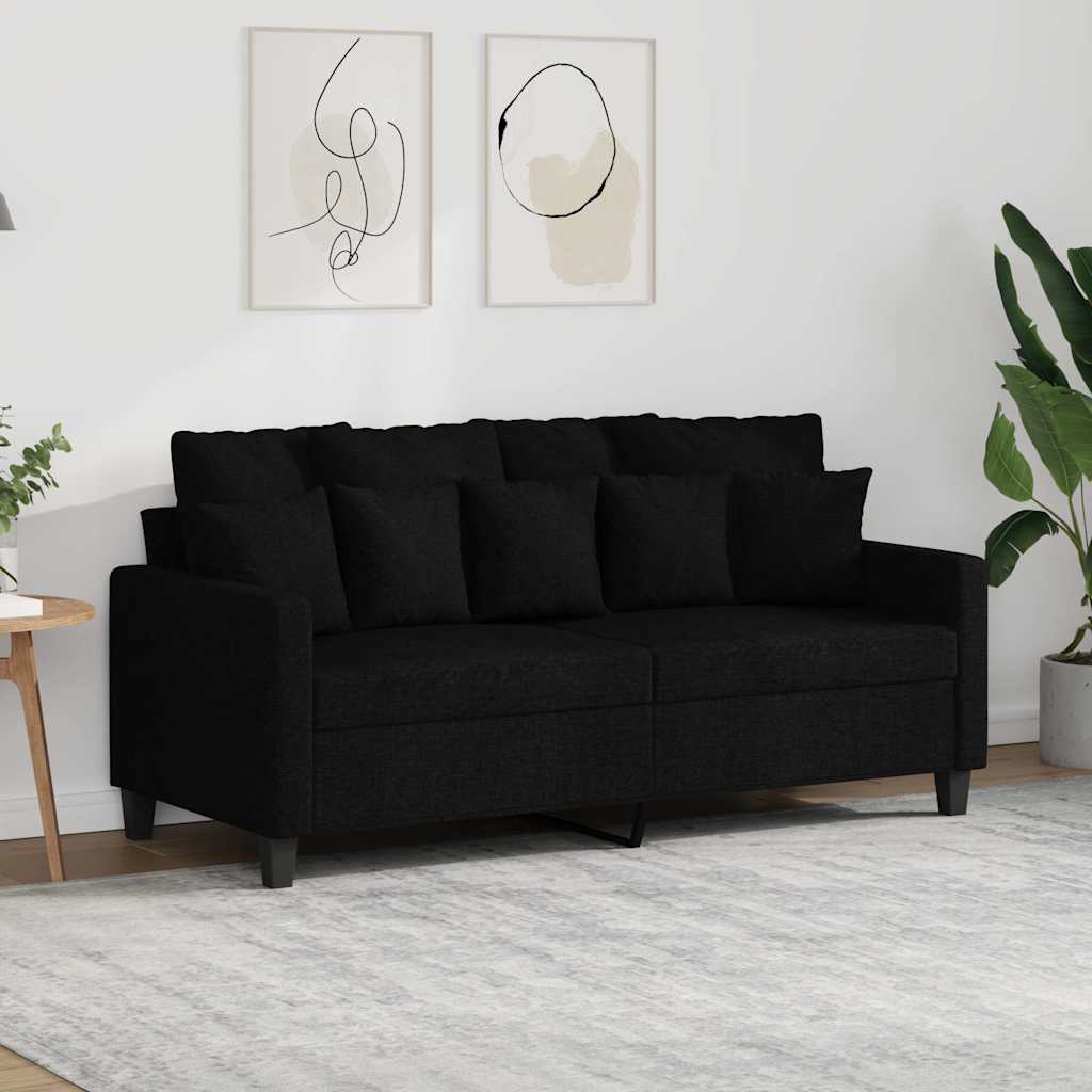 2-Seater Sofa Black 140 cm Fabric