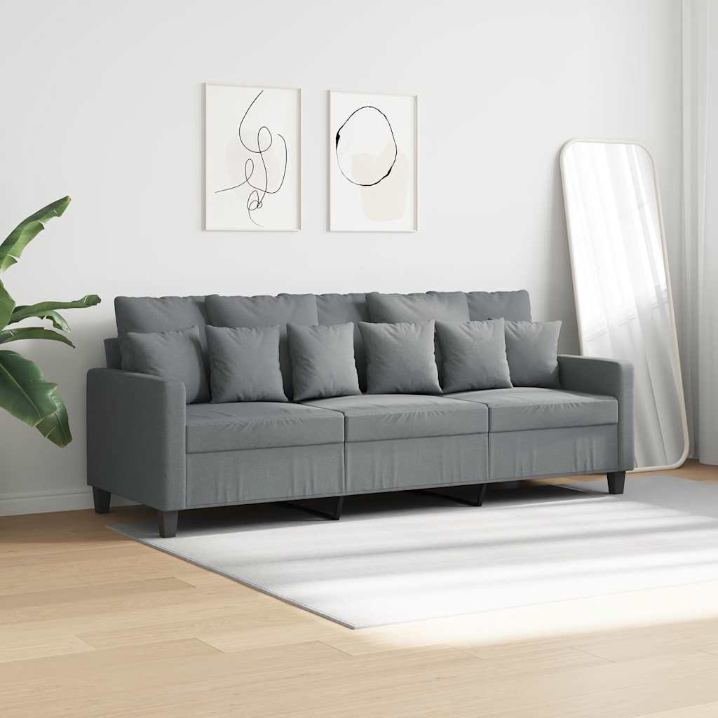 3-Seater Sofa Light Grey 180 cm Fabric