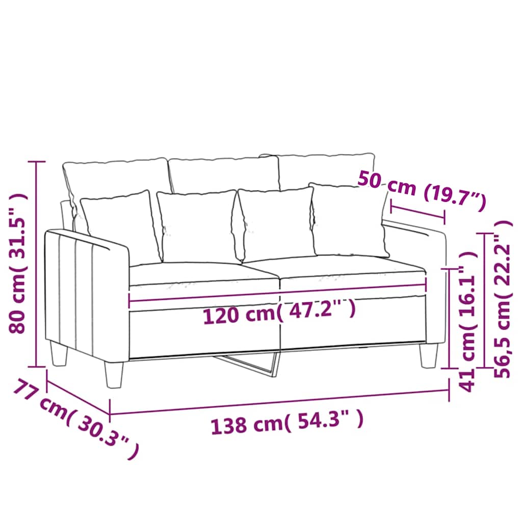2-Seater Sofa Dark Grey 120 cm Velvet