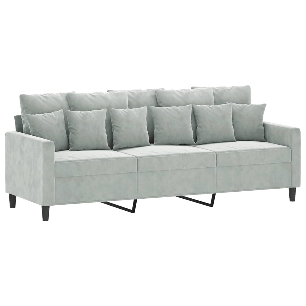 3-Seater Sofa Light Grey 180 cm Velvet