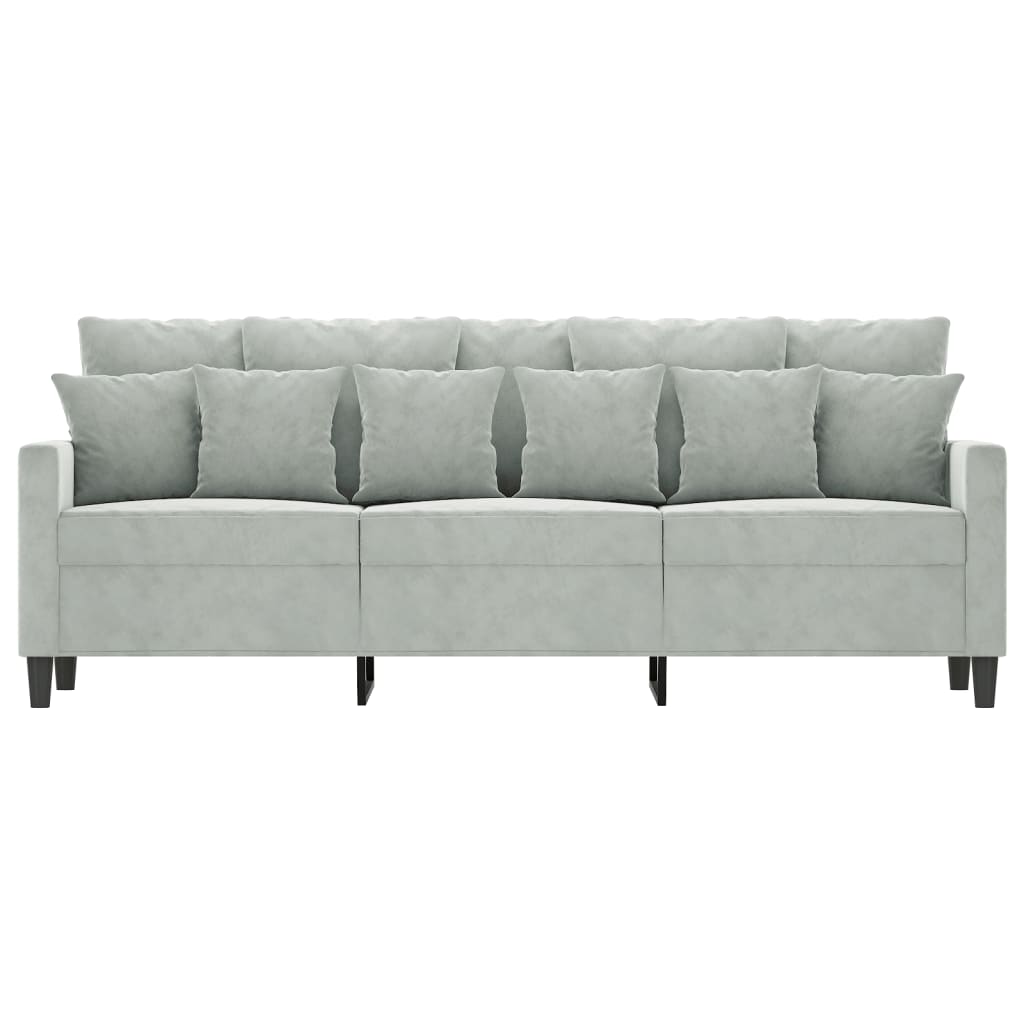 3-Seater Sofa Light Grey 180 cm Velvet