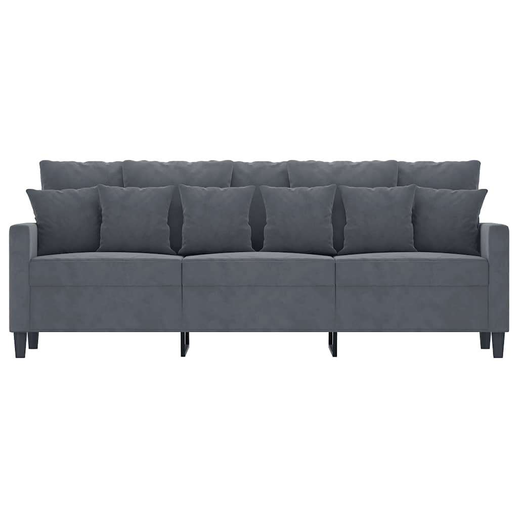 3-Seater Sofa Dark Grey 180 cm Velvet