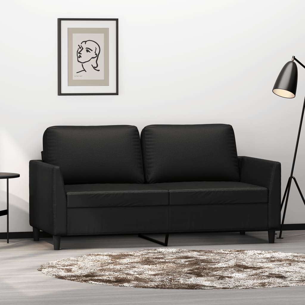 2-Seater Sofa Black 140 cm Faux Leather