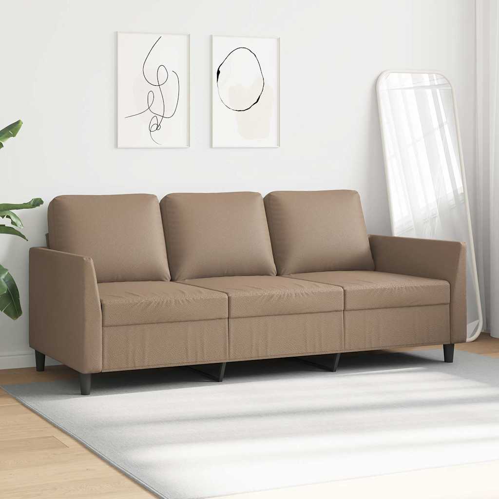 3-Seater Sofa Cappuccino 180 cm Faux Leather