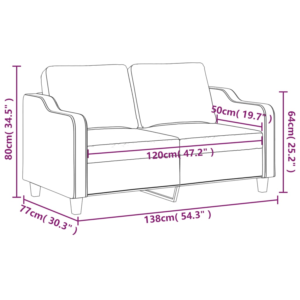 2-Seater Sofa Light Grey 120 cm Fabric