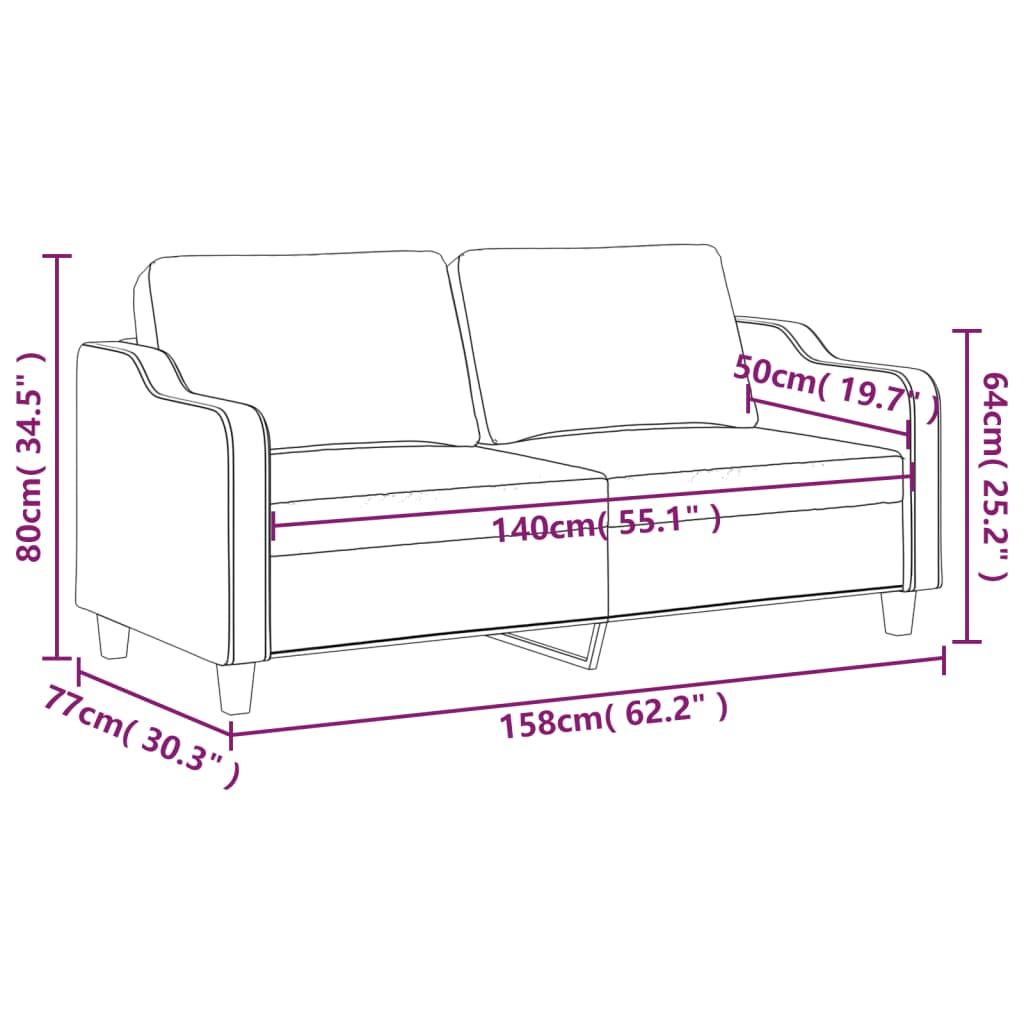 2-Seater Sofa Dark Grey 140 cm Fabric