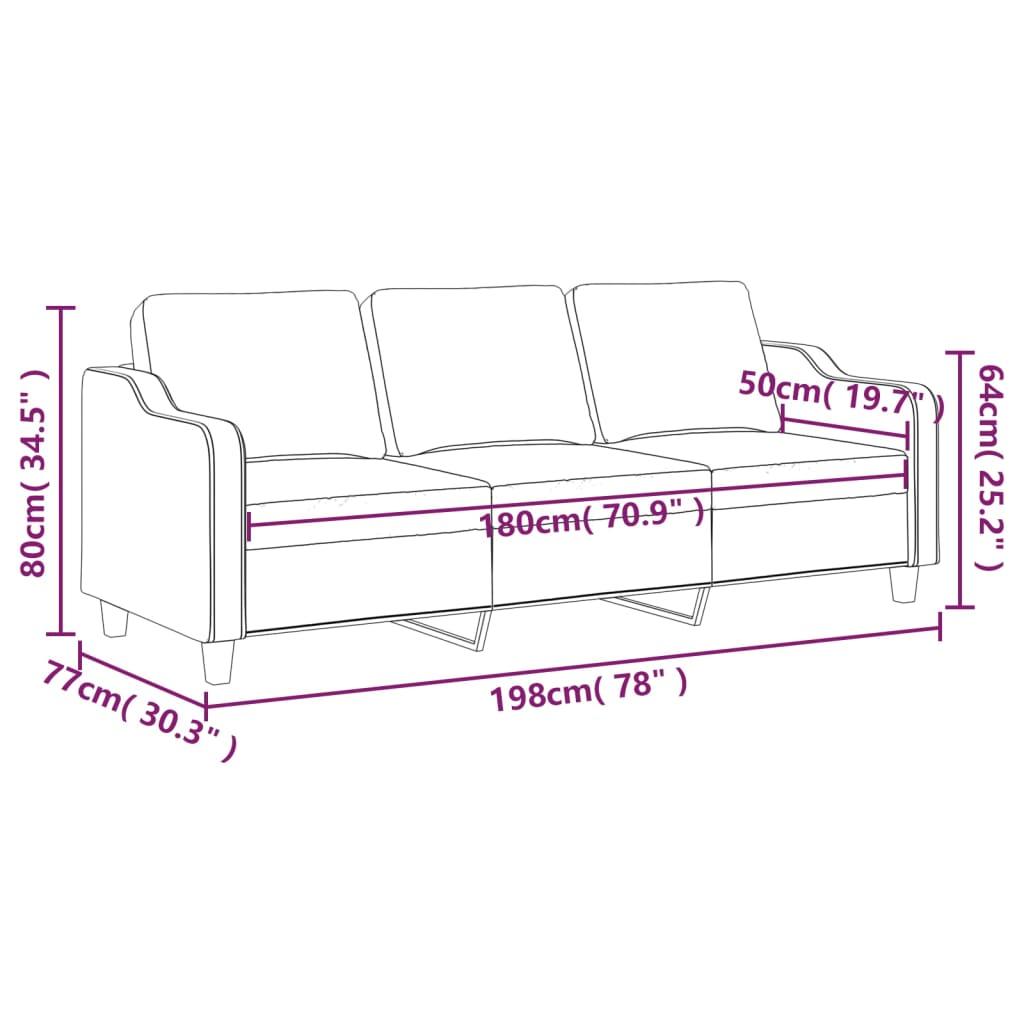 3-Seater Sofa Light Grey 180 cm Fabric