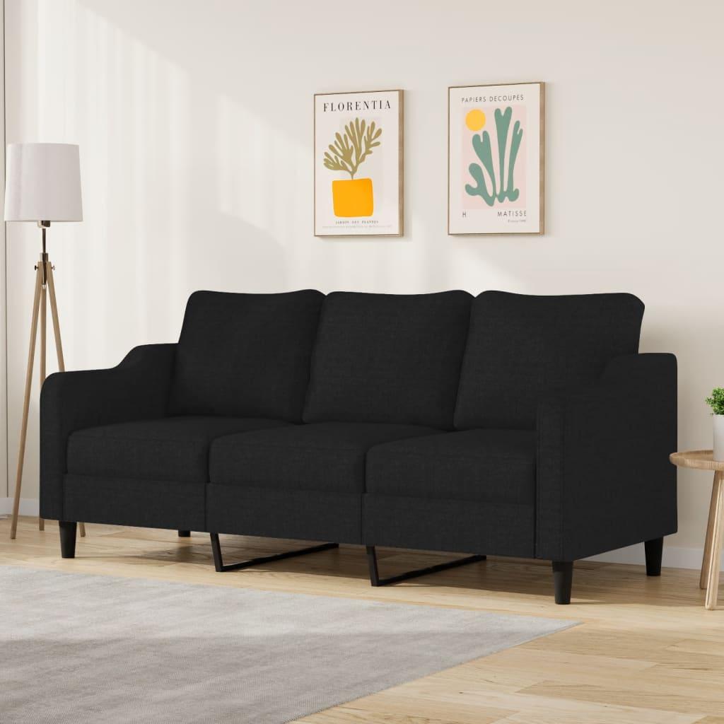 3-Seater Sofa Black 180 cm Fabric