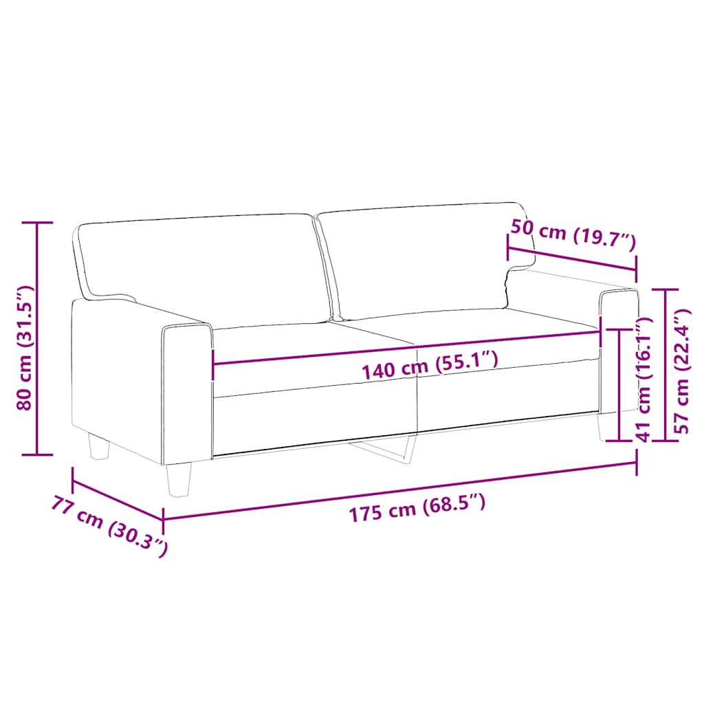 2-Seater Sofa Cappuccino 140 cm Faux Leather