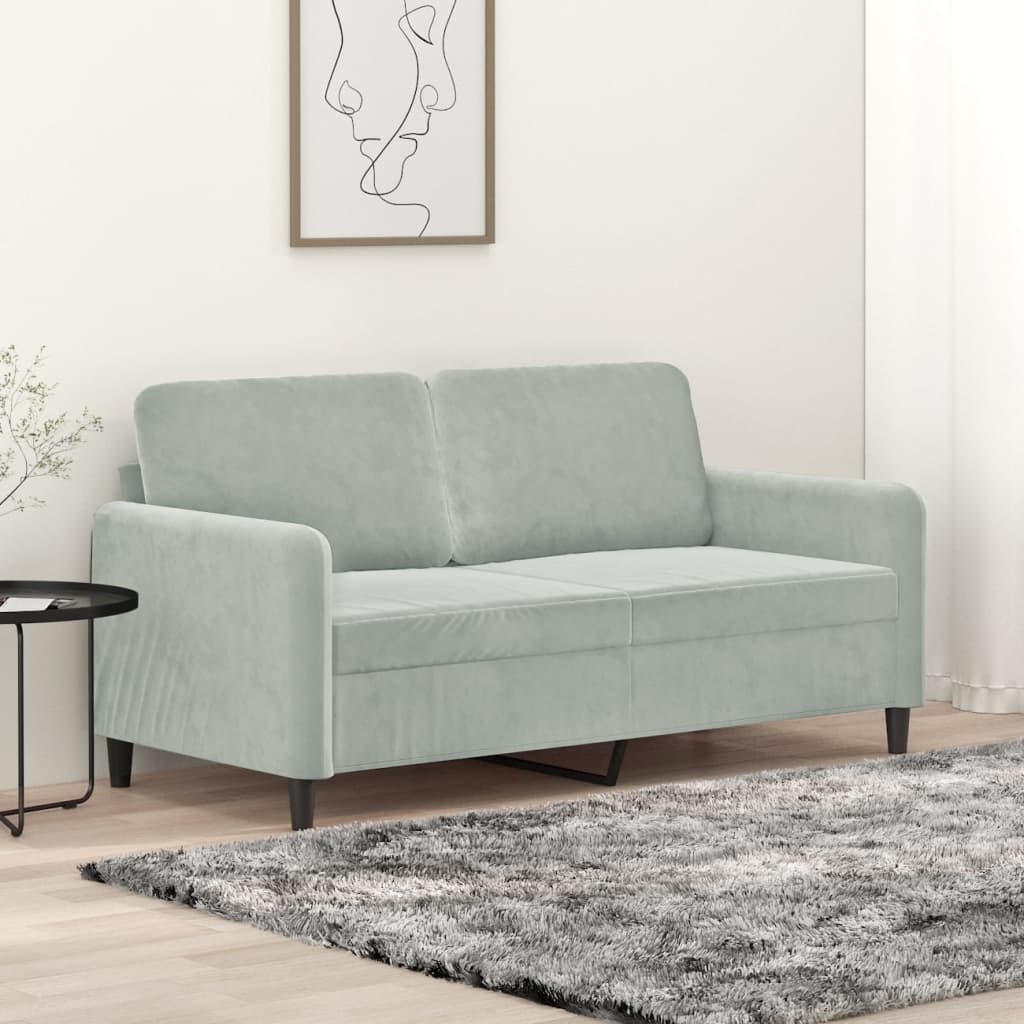 2-Seater Sofa Light Grey 140 cm Velvet