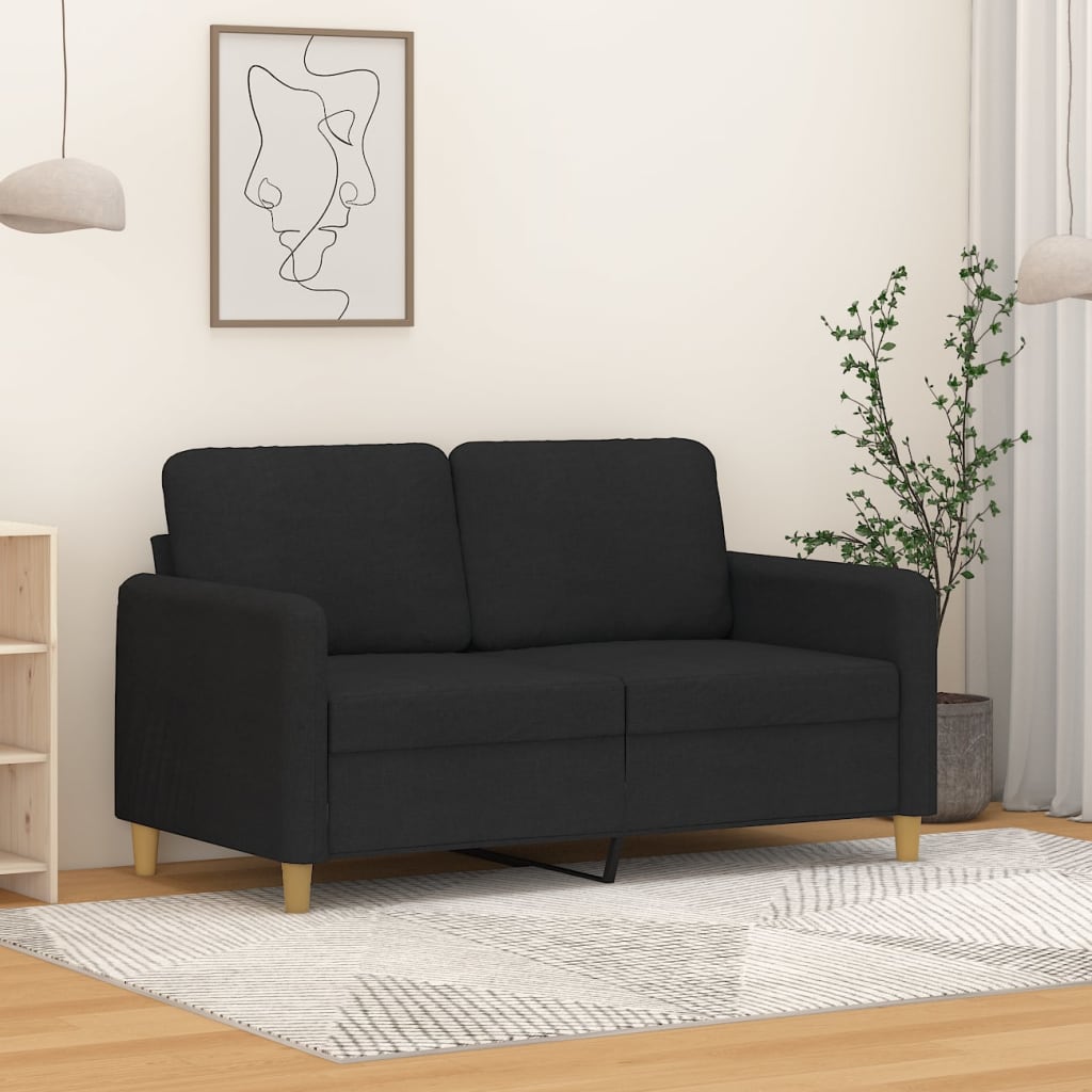 2-Seater Sofa Black 120 cm Fabric