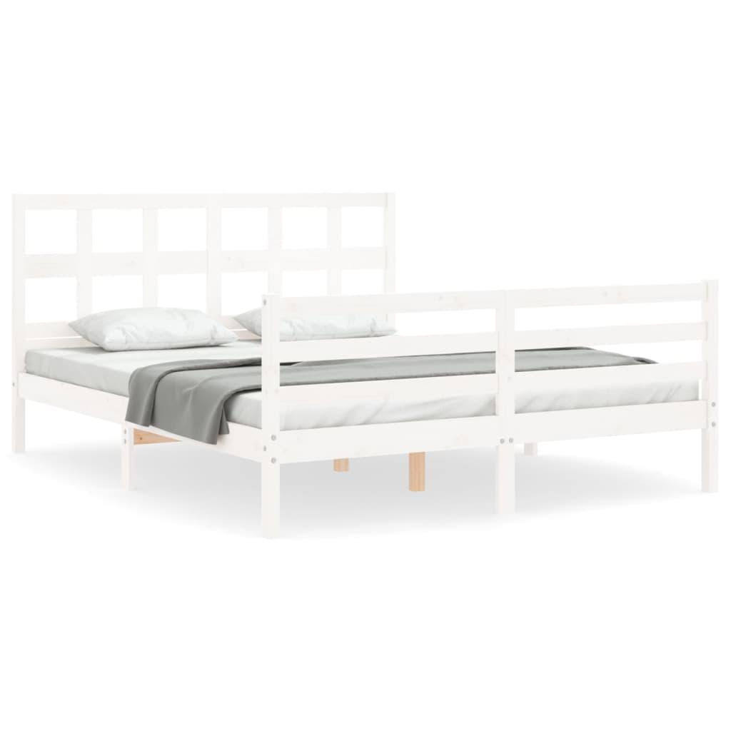 Bed Frame without Mattress White 150x200 cm Solid Wood