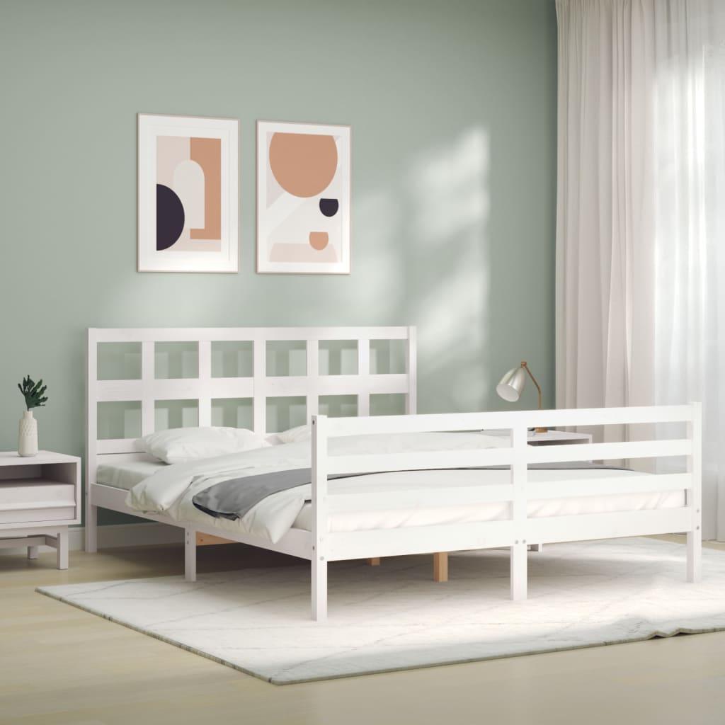 Bed Frame without Mattress White 150x200 cm Solid Wood