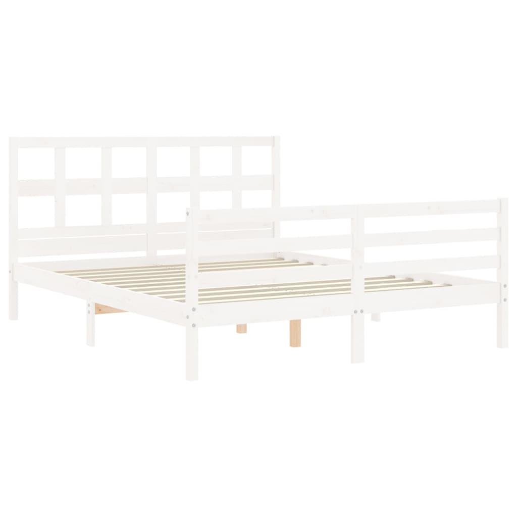 Bed Frame without Mattress White 150x200 cm Solid Wood