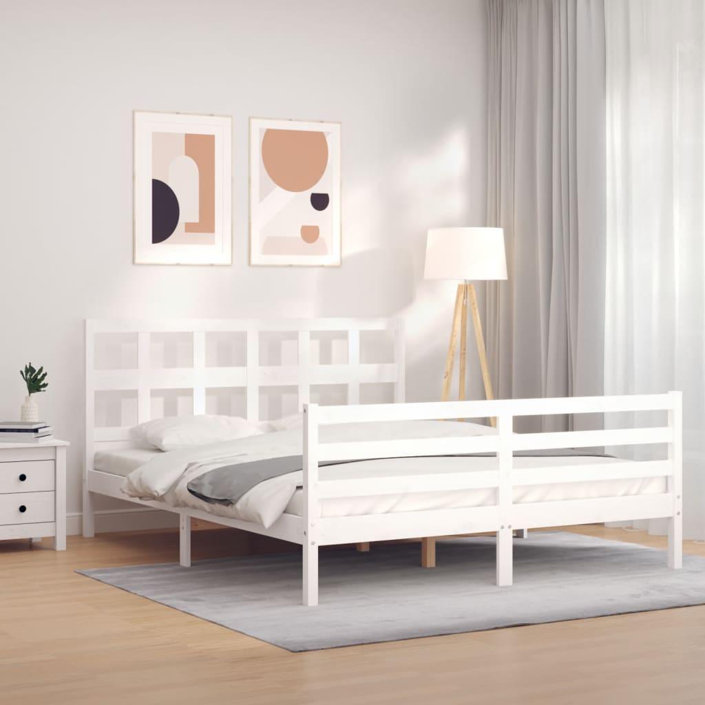 Bed Frame without Mattress White 150x200 cm Solid Wood