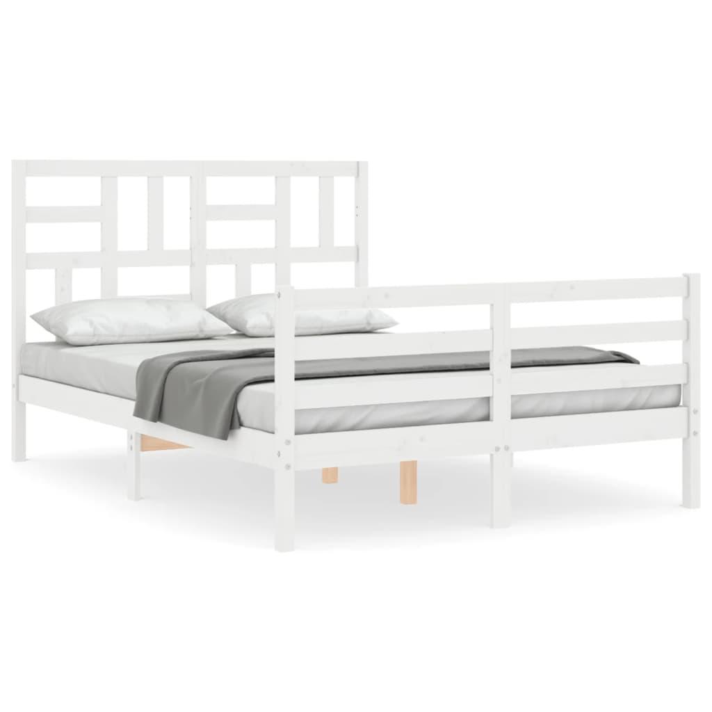 Bed Frame without Mattress White 135x190 cm Solid Wood