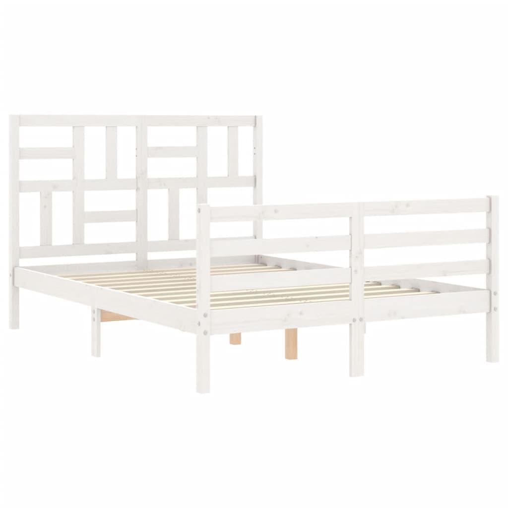 Bed Frame without Mattress White 135x190 cm Solid Wood