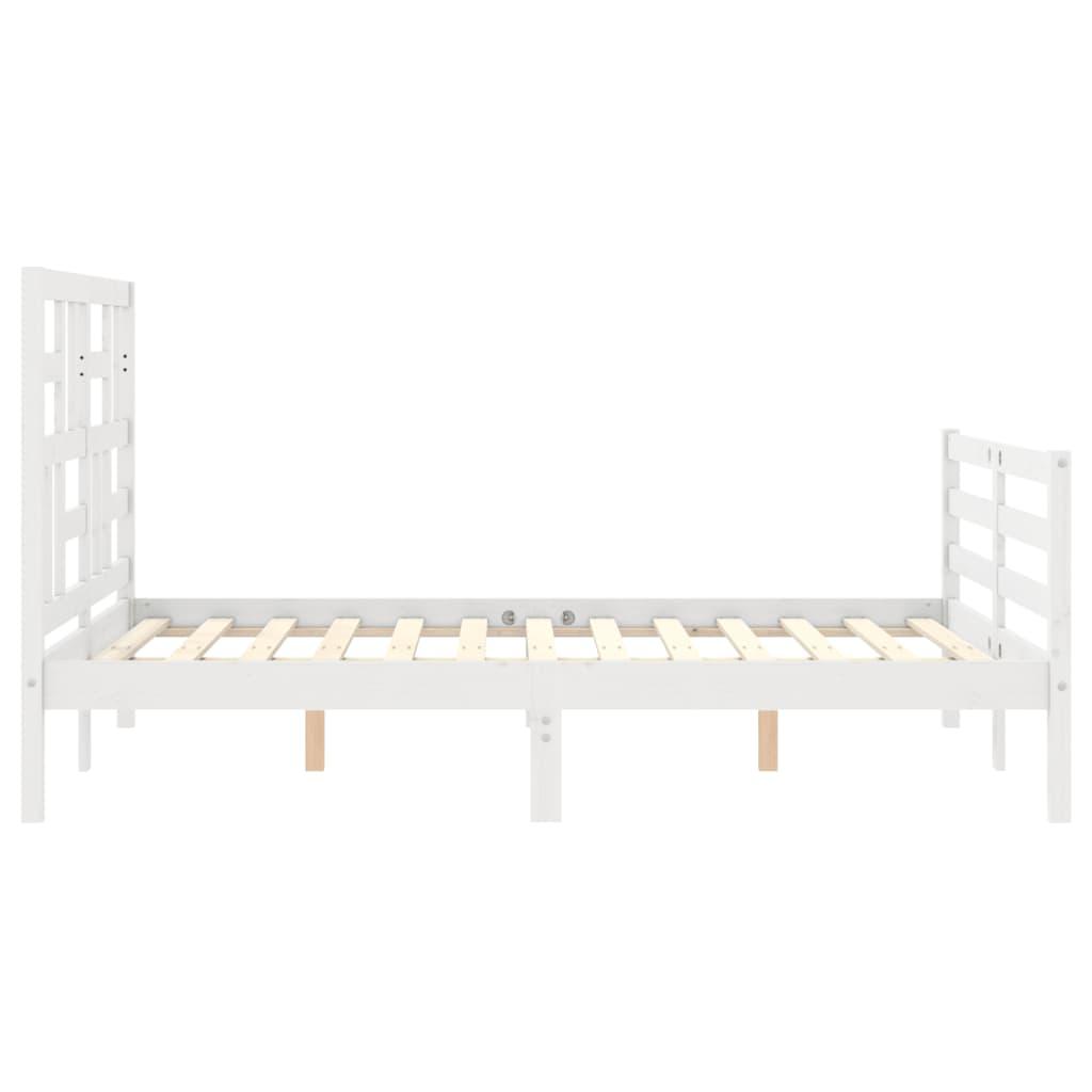 Bed Frame without Mattress White 135x190 cm Solid Wood