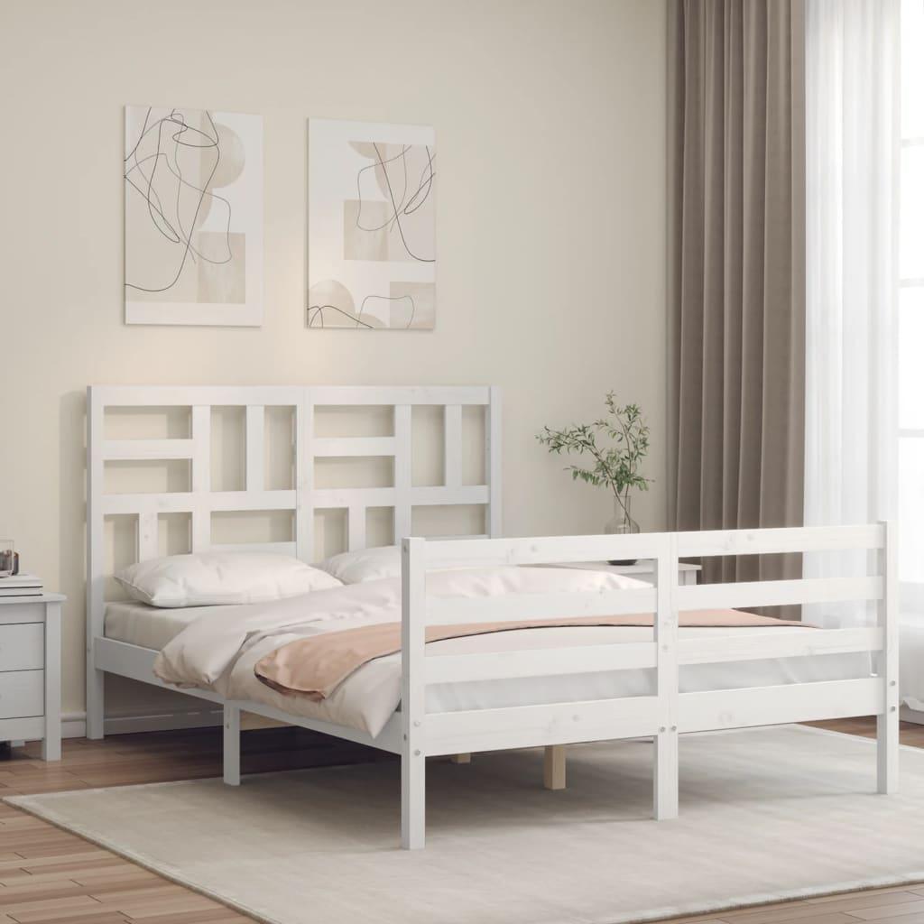 Bed Frame without Mattress White 135x190 cm Solid Wood