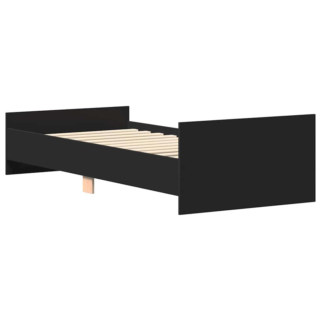 Bed Frame without Mattress Black 90x190 cm Engineered Wood