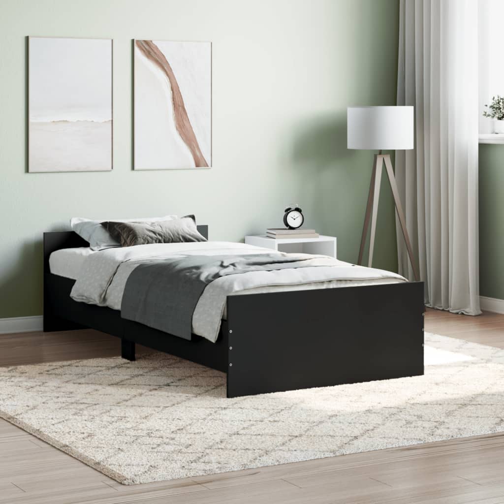 Bed Frame without Mattress Black 90x190 cm Engineered Wood