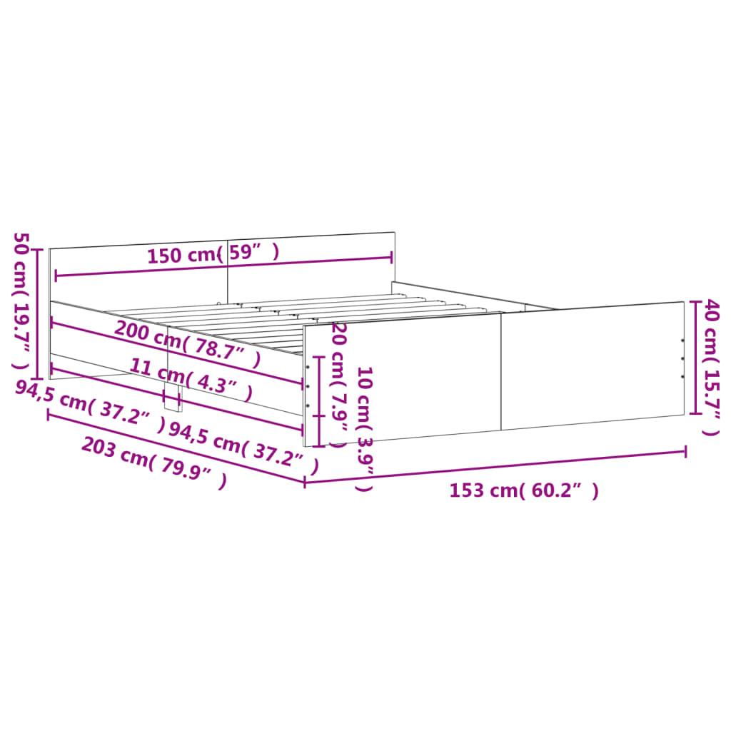 Bed Frame without Mattress White 150x200 cm