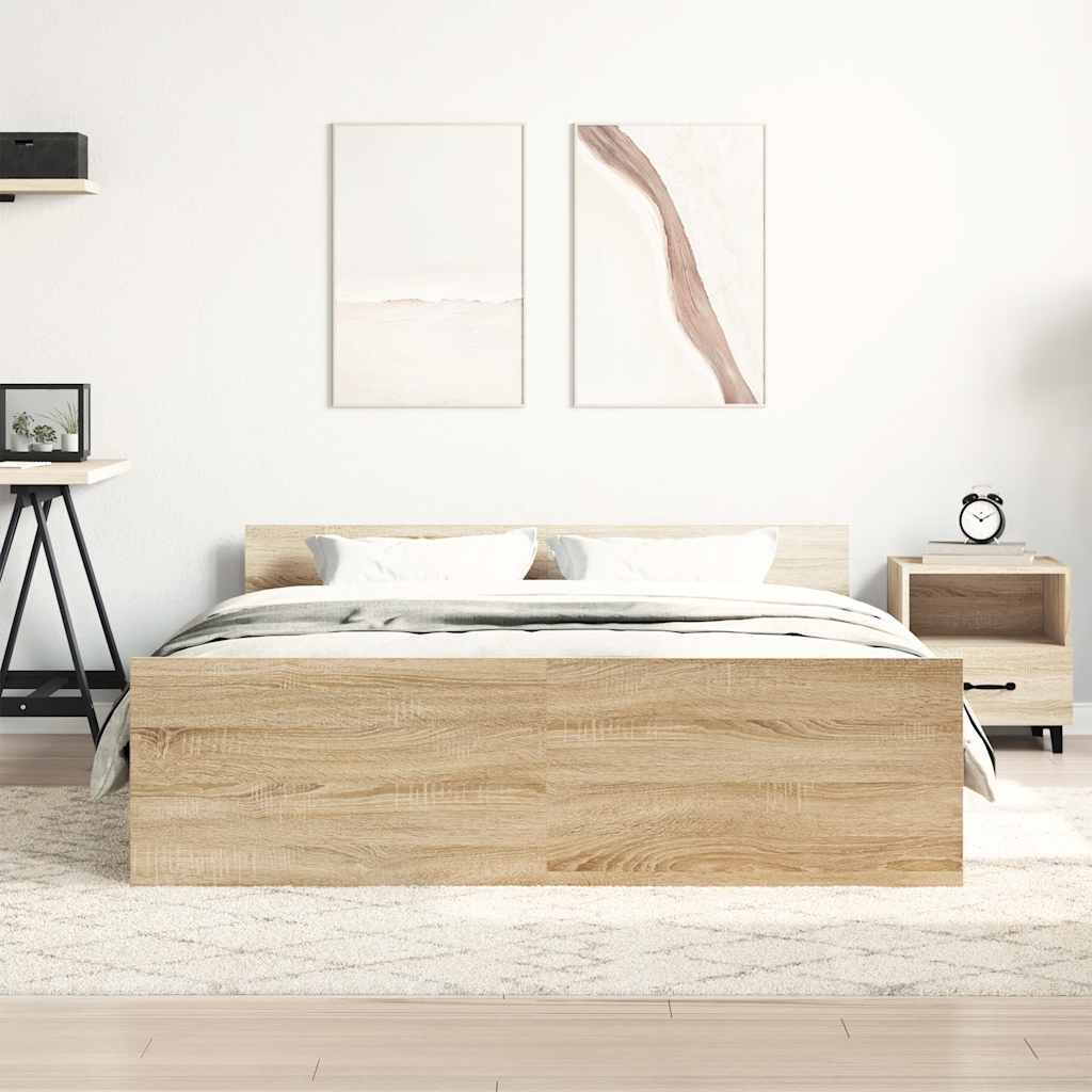 Bed Frame without Mattress Sonoma Oak 150x200 cm