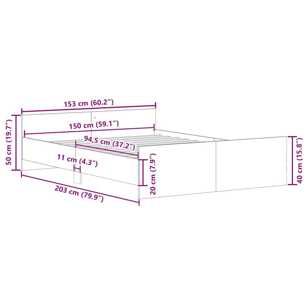 Bed Frame without Mattress Sonoma Oak 150x200 cm