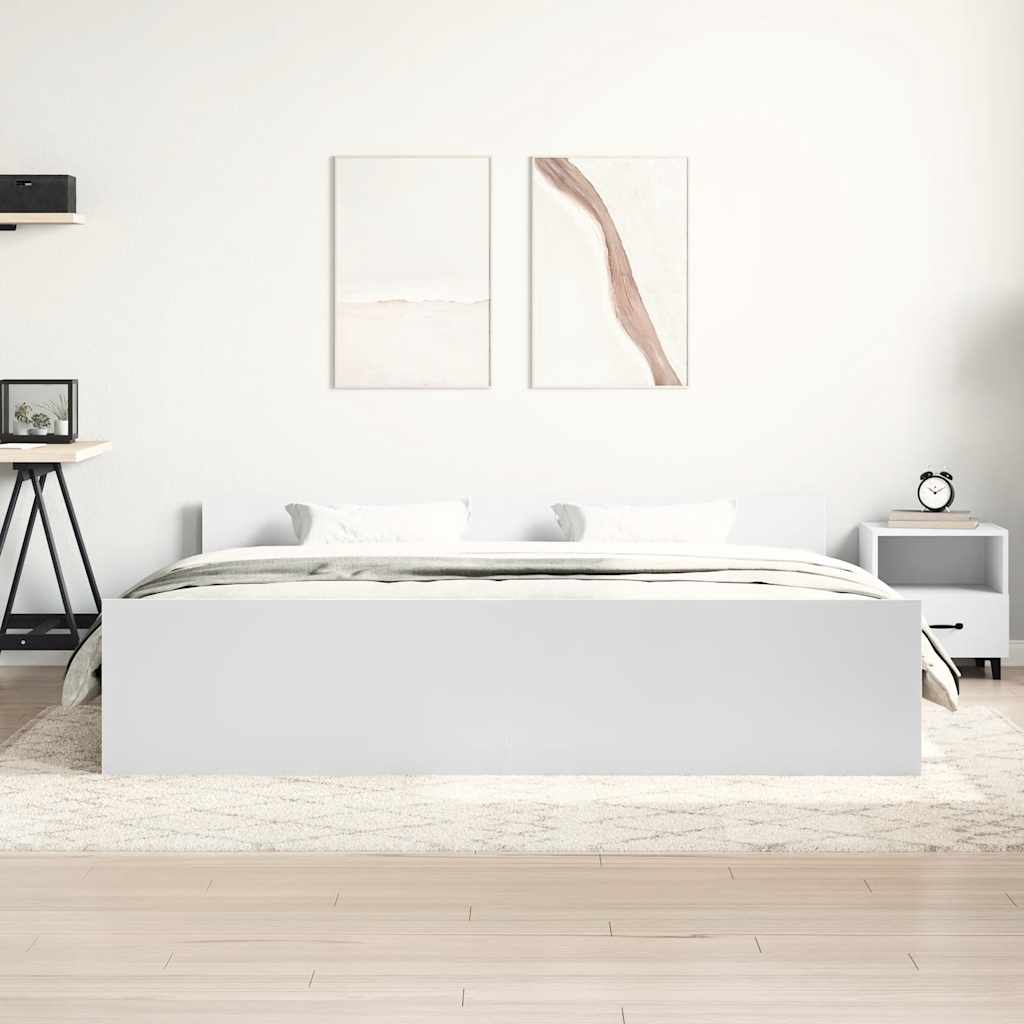 Bed Frame without Mattress White 183x203 cm King