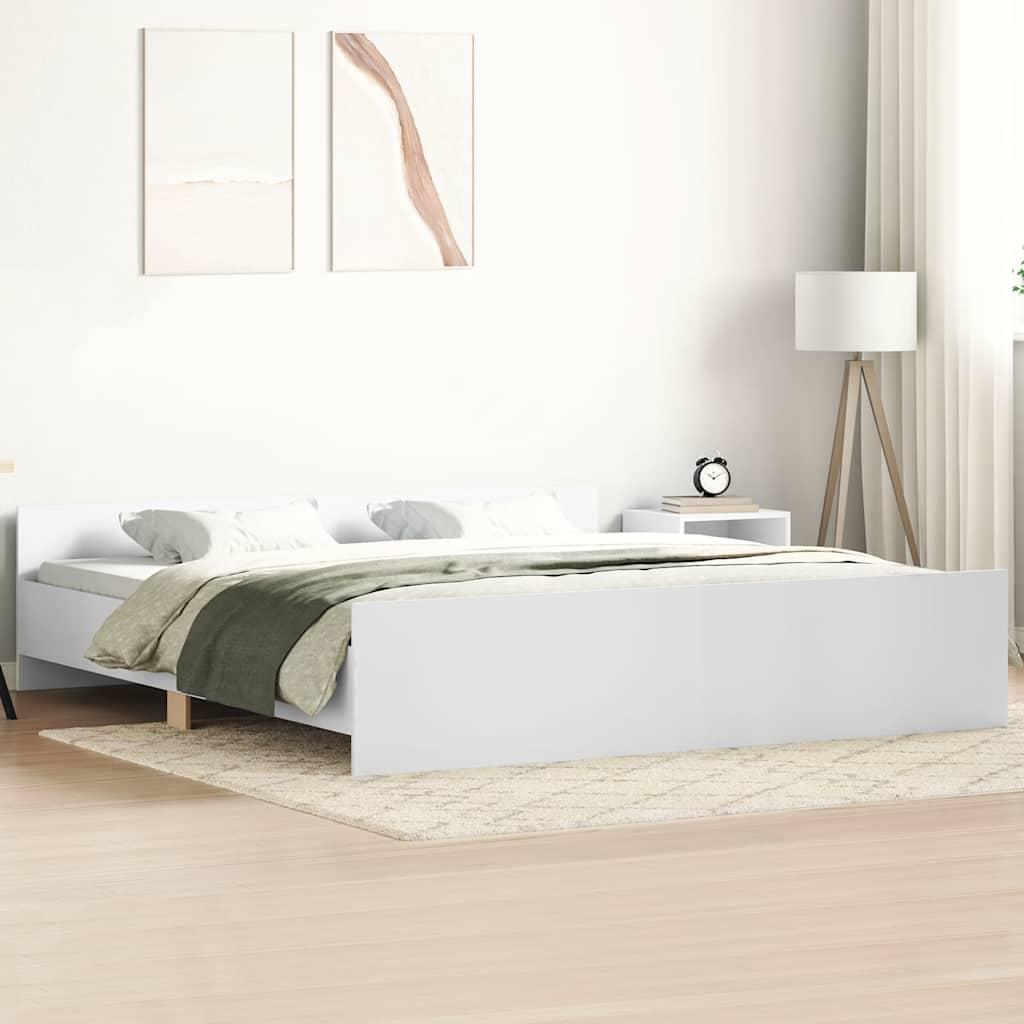 Bed Frame without Mattress White 183x203 cm King