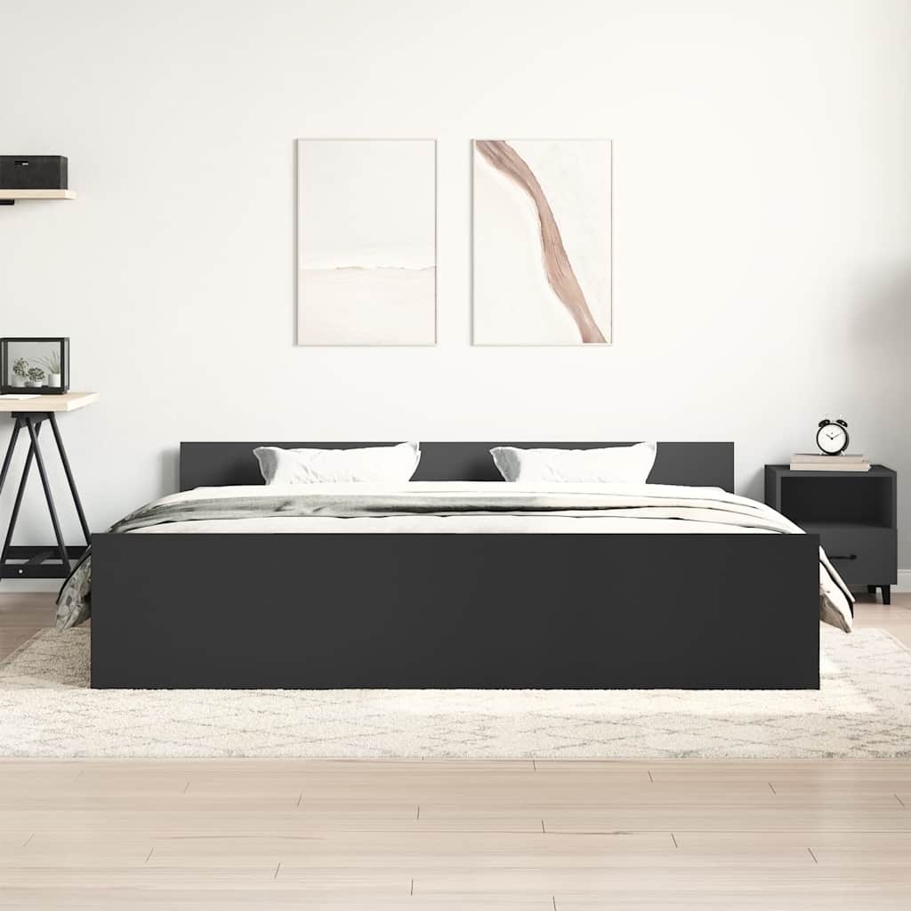 Bed Frame without Mattress Black 183x203 cm King