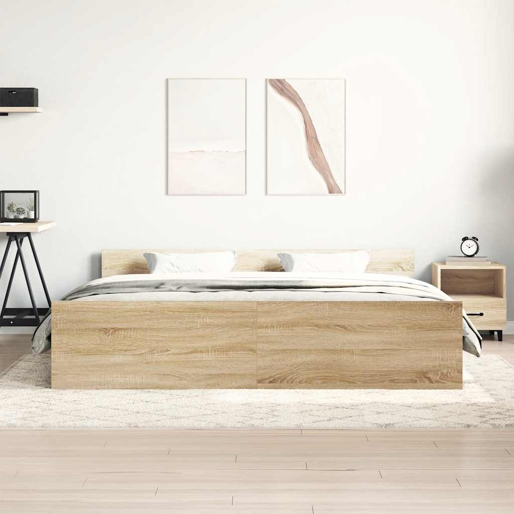 Bed Frame without Mattress Sonoma Oak 183x203 cm King