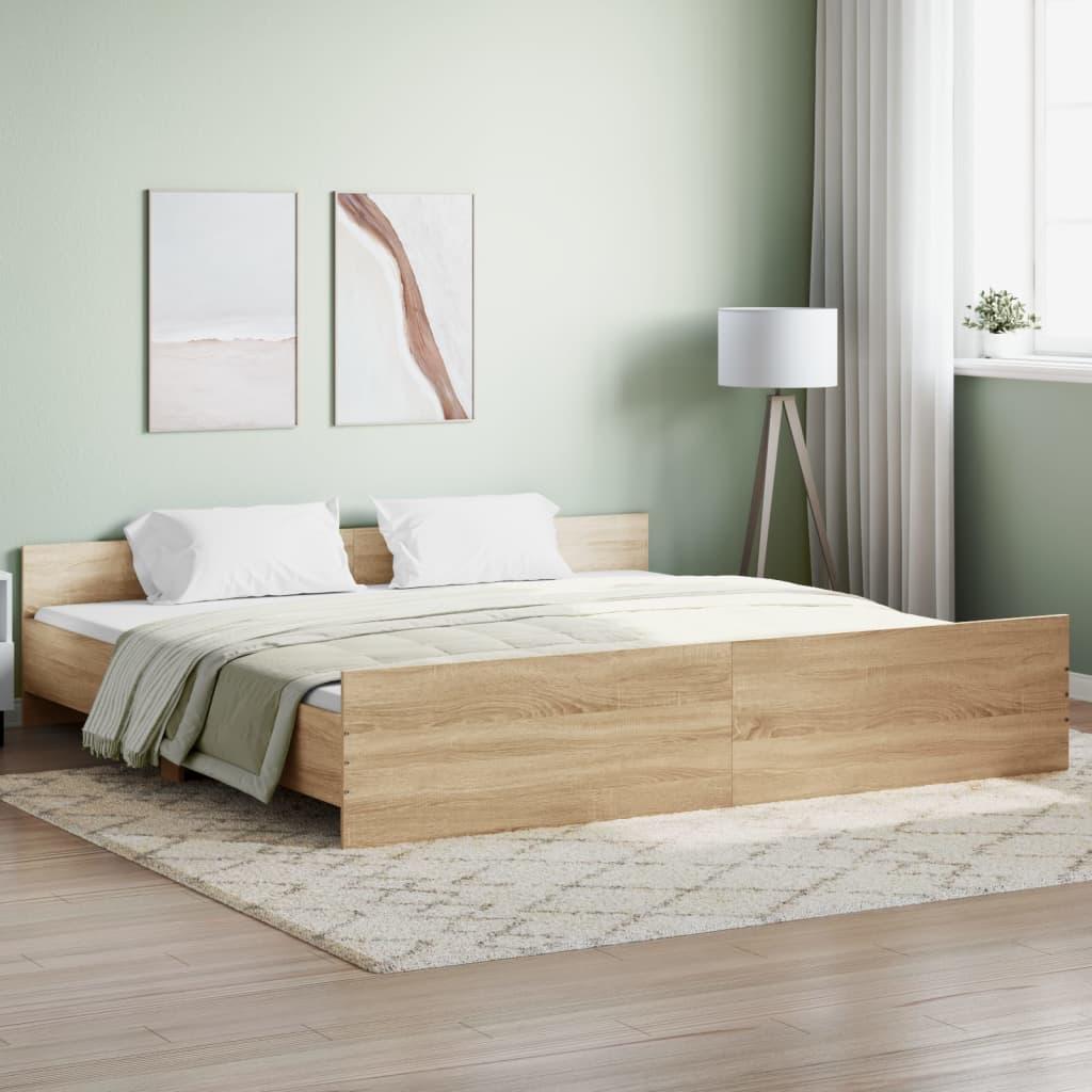 Bed Frame without Mattress Sonoma Oak 183x203 cm King