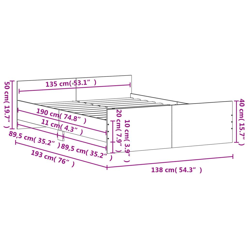 Bed Frame without Mattress Sonoma Oak 135x190 cm