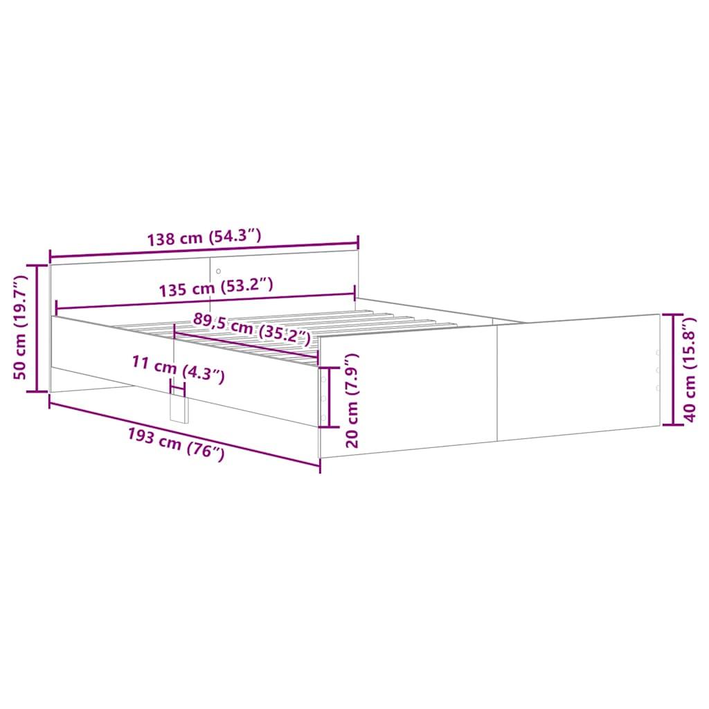 Bed Frame without Mattress Sonoma Oak 135x190 cm