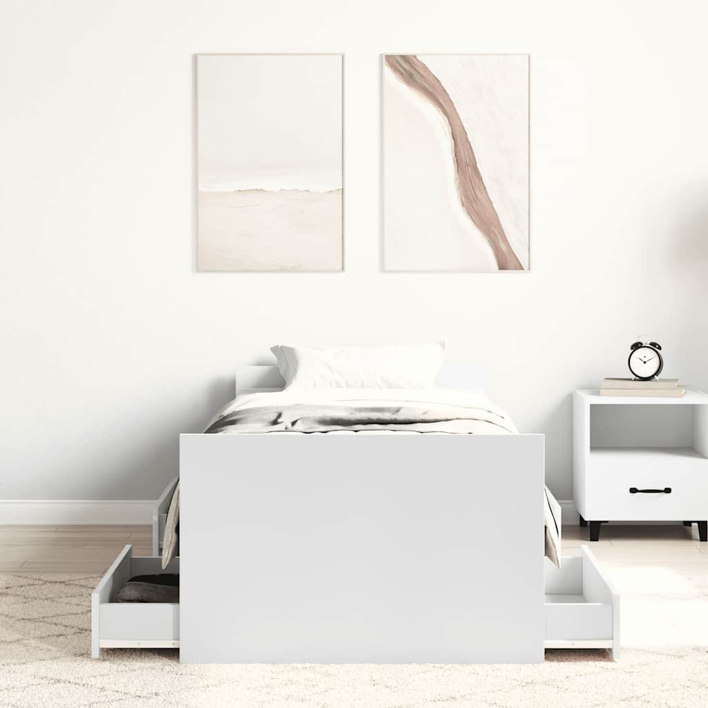 Bed Frame without Mattress White 90x190 cm