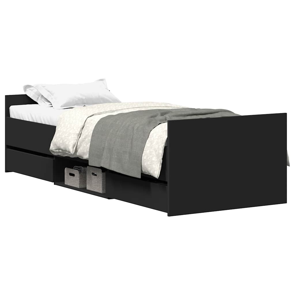 Bed Frame without Mattress Black 90x190 cm