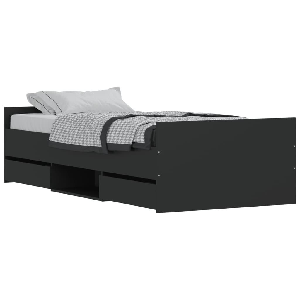 Bed Frame without Mattress Black 90x190 cm