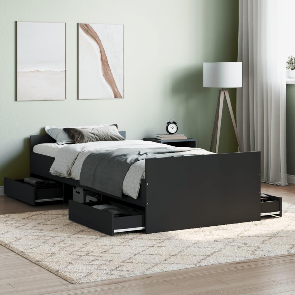 Bed Frame without Mattress Black 90x190 cm