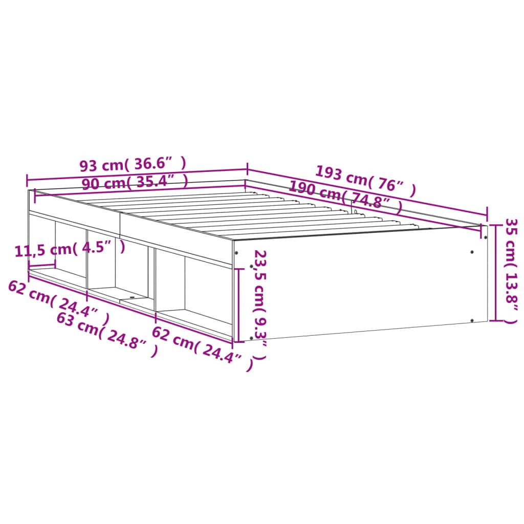 Bed Frame without Mattress White 90x190 cm