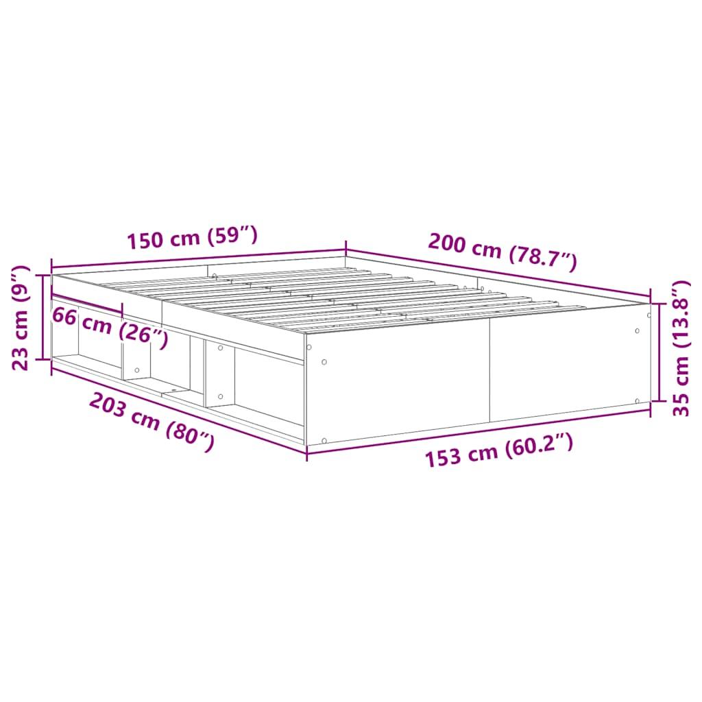 Bed Frame without Mattress White 150x200 cm