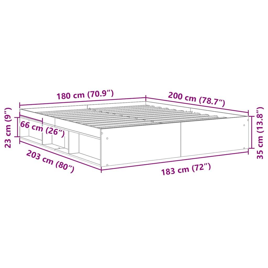 Bed Frame without Mattress Black 183x203 cm King