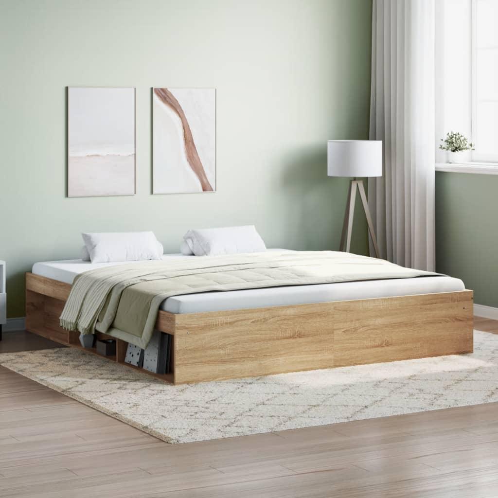 Bed Frame without Mattress Sonoma Oak 183x203 cm King