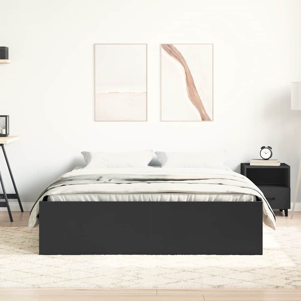 Bed Frame without Mattress Black 135x190 cm