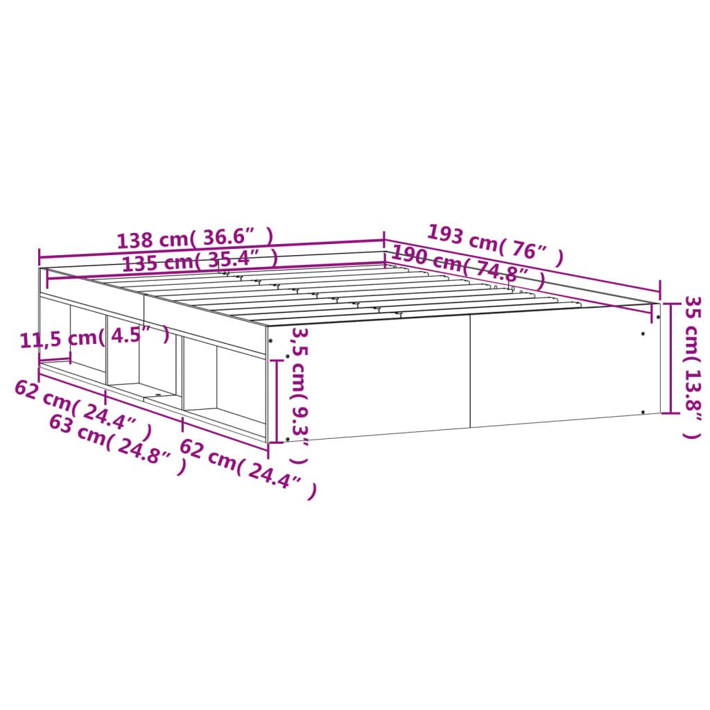 Bed Frame without Mattress Black 135x190 cm