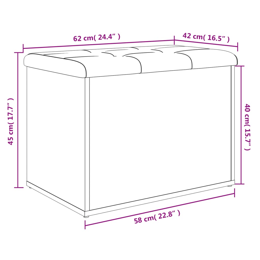 Storage Bench White 62x42x45 cm Engineered Wood