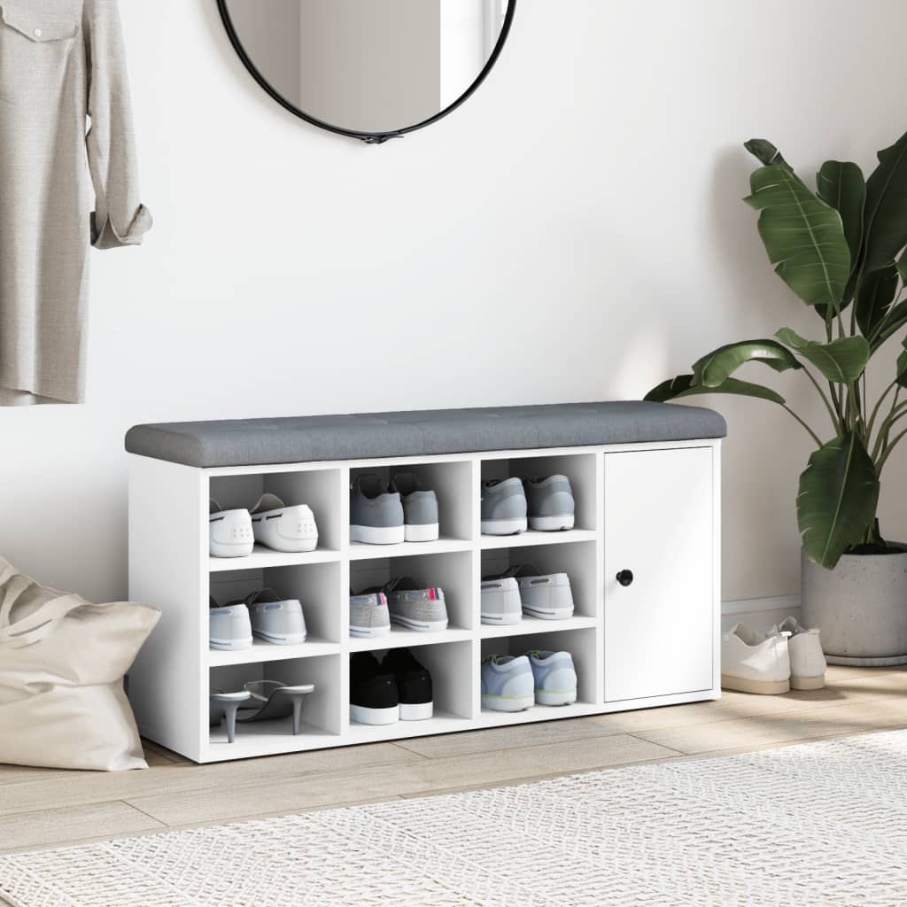 Shoe Bench White 102x32x50 cm Engineered Wood